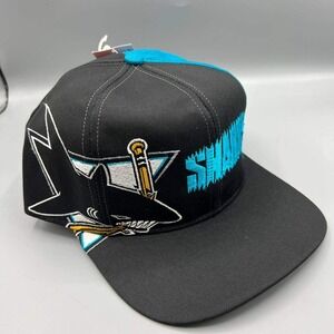 Vintage San Jose Sharks Hat Men Black Twins Enterprise NHL Snap Back Cap New‎